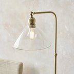 107609 1 Light Floor Lamp Antique Brass Plate & Clear Glass