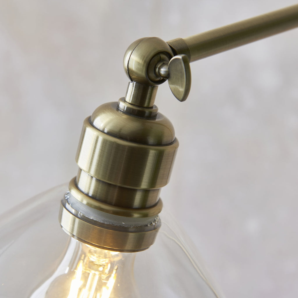 107609 1 Light Floor Lamp Antique Brass Plate & Clear Glass