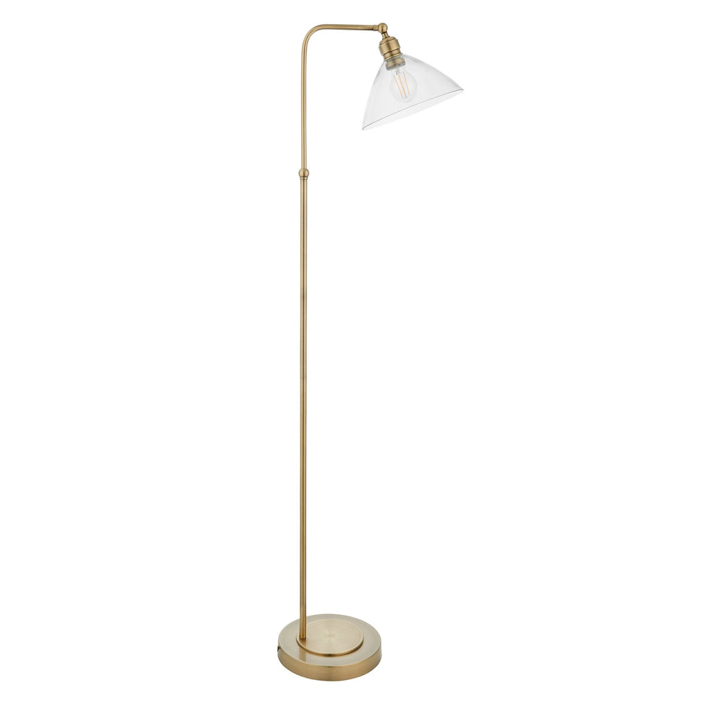 107609 1 Light Floor Lamp Antique Brass Plate & Clear Glass