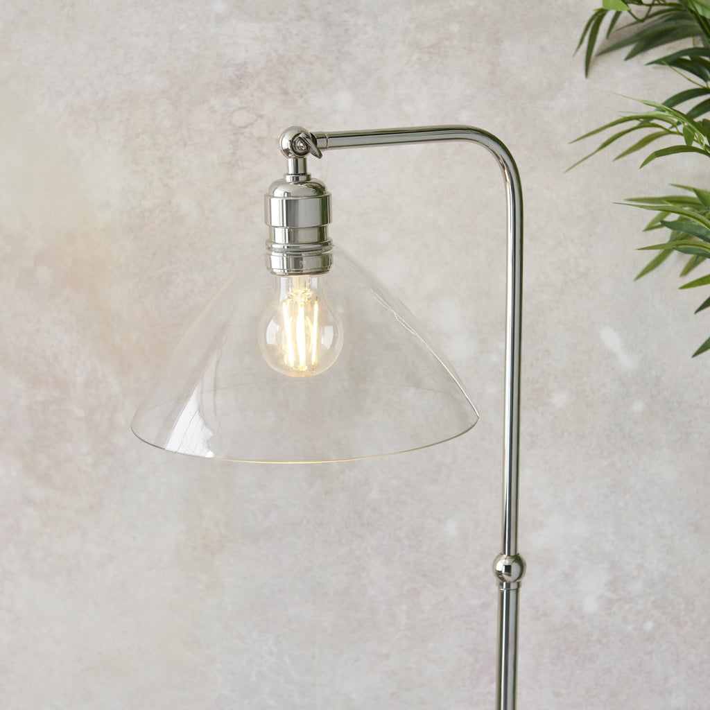 107610 1 Light Floor Lamp Bright Nickel Plate & Clear Glass