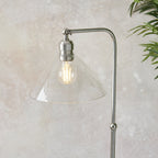 107610 1 Light Floor Lamp Bright Nickel Plate & Clear Glass