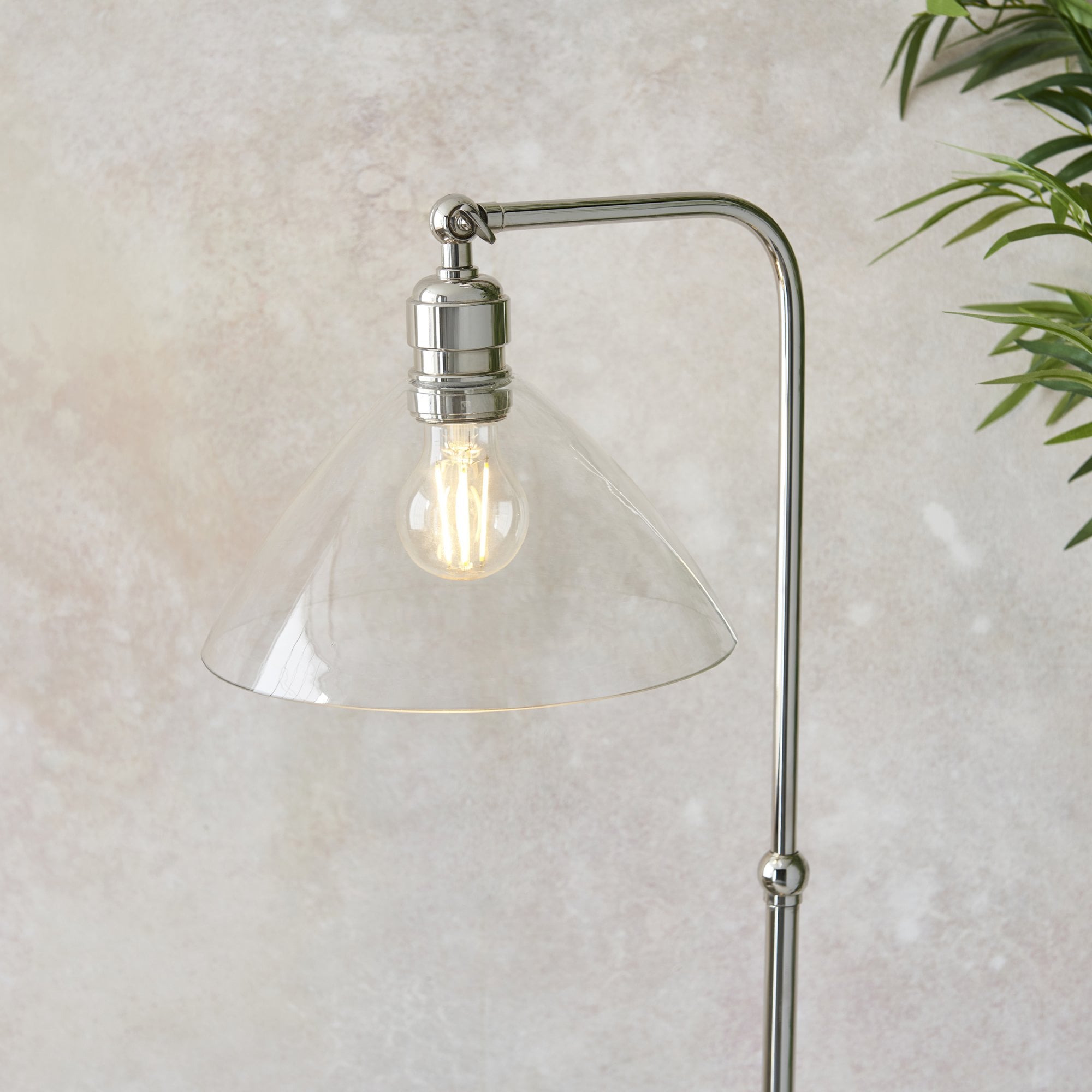 107610 1 Light Floor Lamp Bright Nickel Plate & Clear Glass