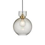 107948 1 Light Pendant Brass Plate & Clear Bubble Glass