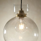107948 1 Light Pendant Brass Plate & Clear Bubble Glass