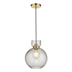 107948 1 Light Pendant Brass Plate & Clear Bubble Glass