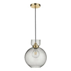 107948 1 Light Pendant Brass Plate & Clear Bubble Glass