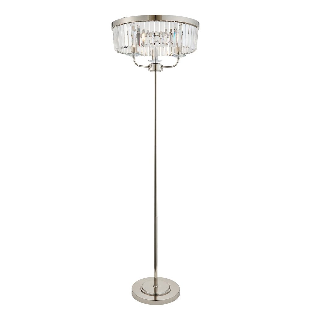 108103 3 Light Floor Lamp Bright Nickel Plate & Clear Cut Glass