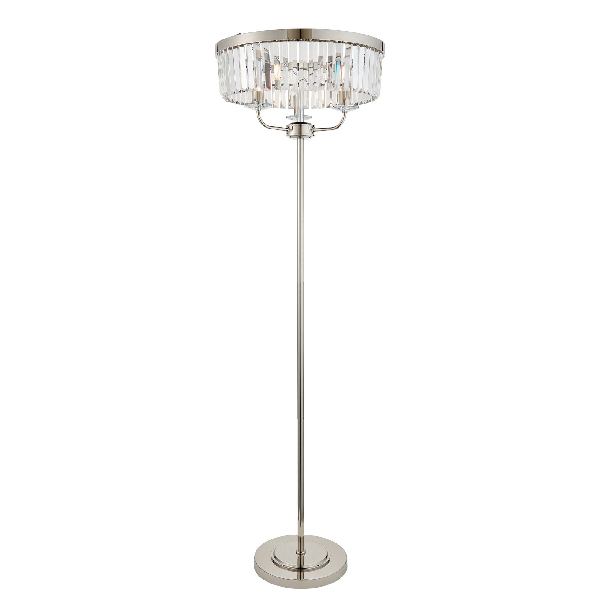 108103 3 Light Floor Lamp Bright Nickel Plate & Clear Cut Glass