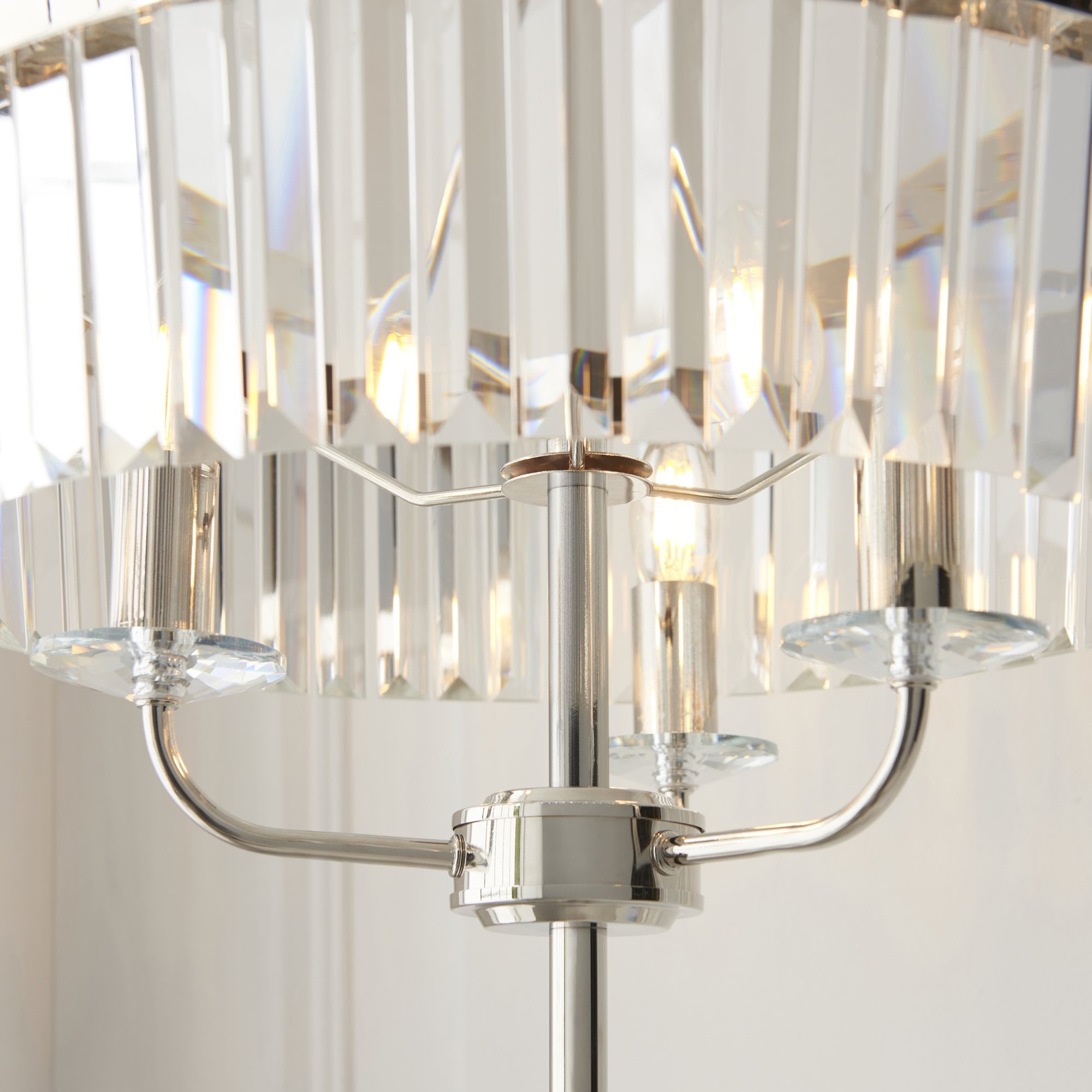 108103 3 Light Floor Lamp Bright Nickel Plate & Clear Cut Glass
