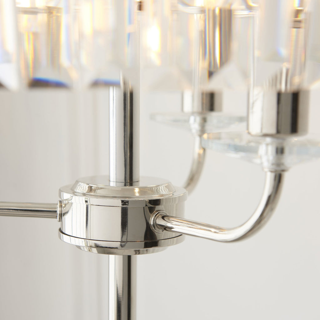 108103 3 Light Floor Lamp Bright Nickel Plate & Clear Cut Glass