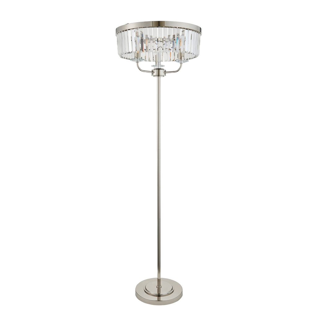 108103 3 Light Floor Lamp Bright Nickel Plate & Clear Cut Glass