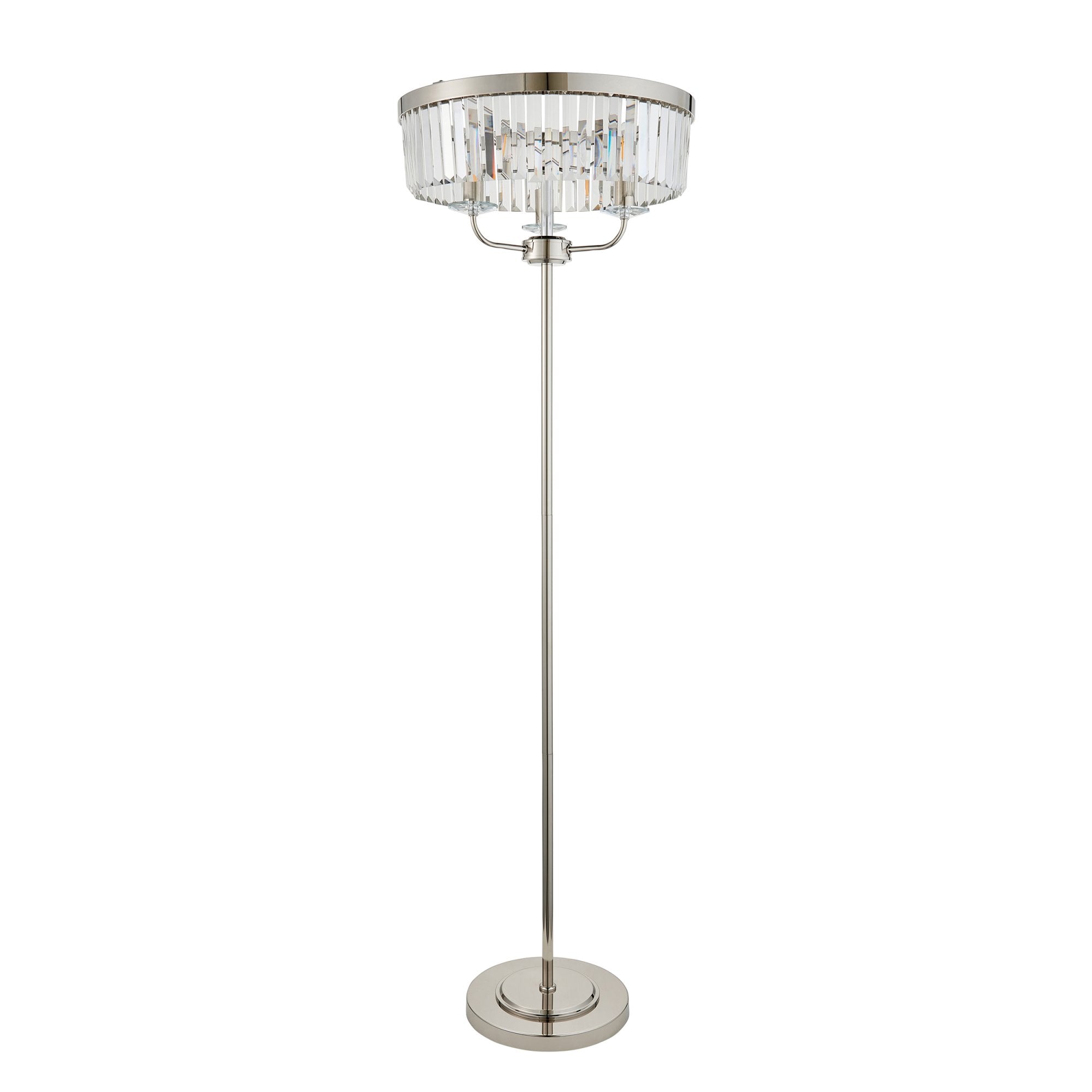 108103 3 Light Floor Lamp Bright Nickel Plate & Clear Cut Glass