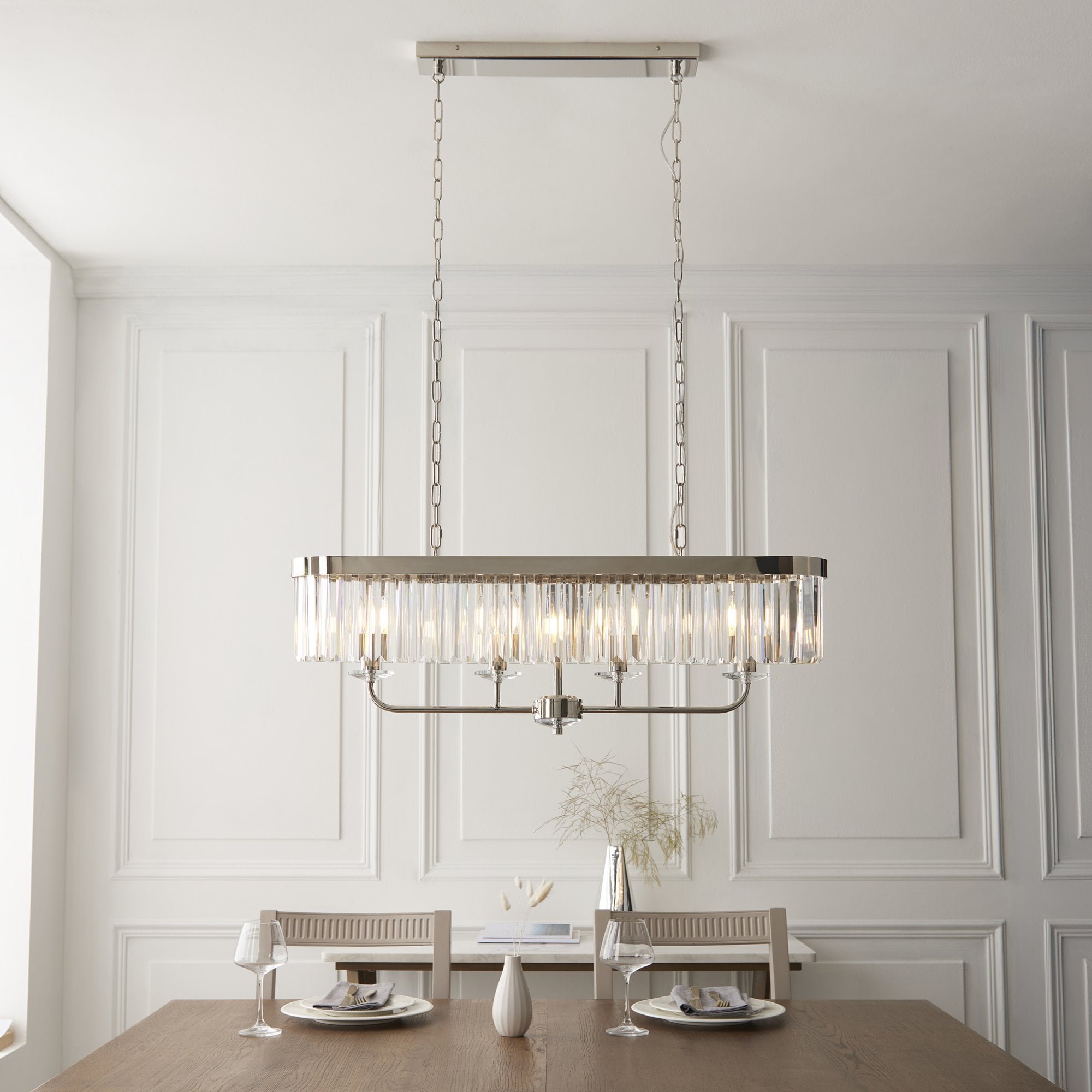 109058 4 Light Pendant Bright Nickel Plate & Clear Cut Glass