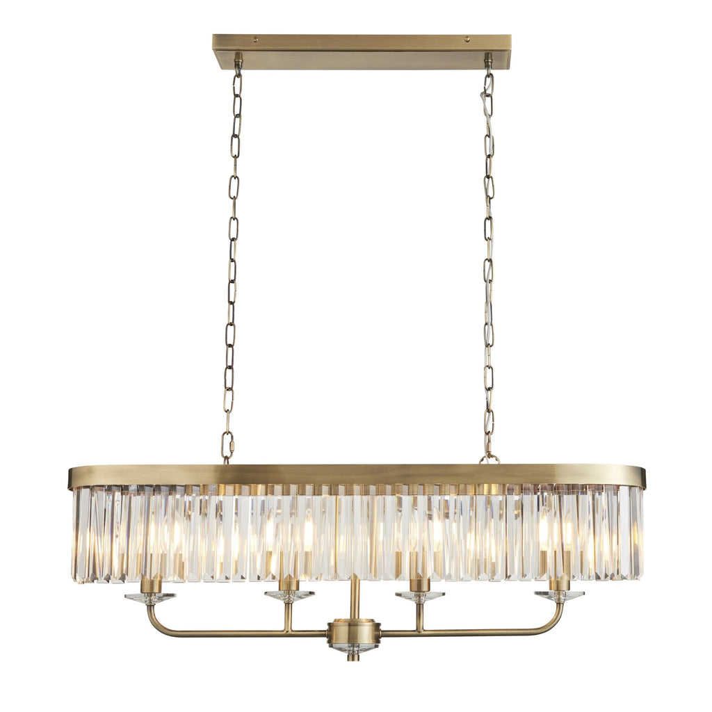 110539 4 Light Pendant Antique Brass Plate & Clear Cut Glass