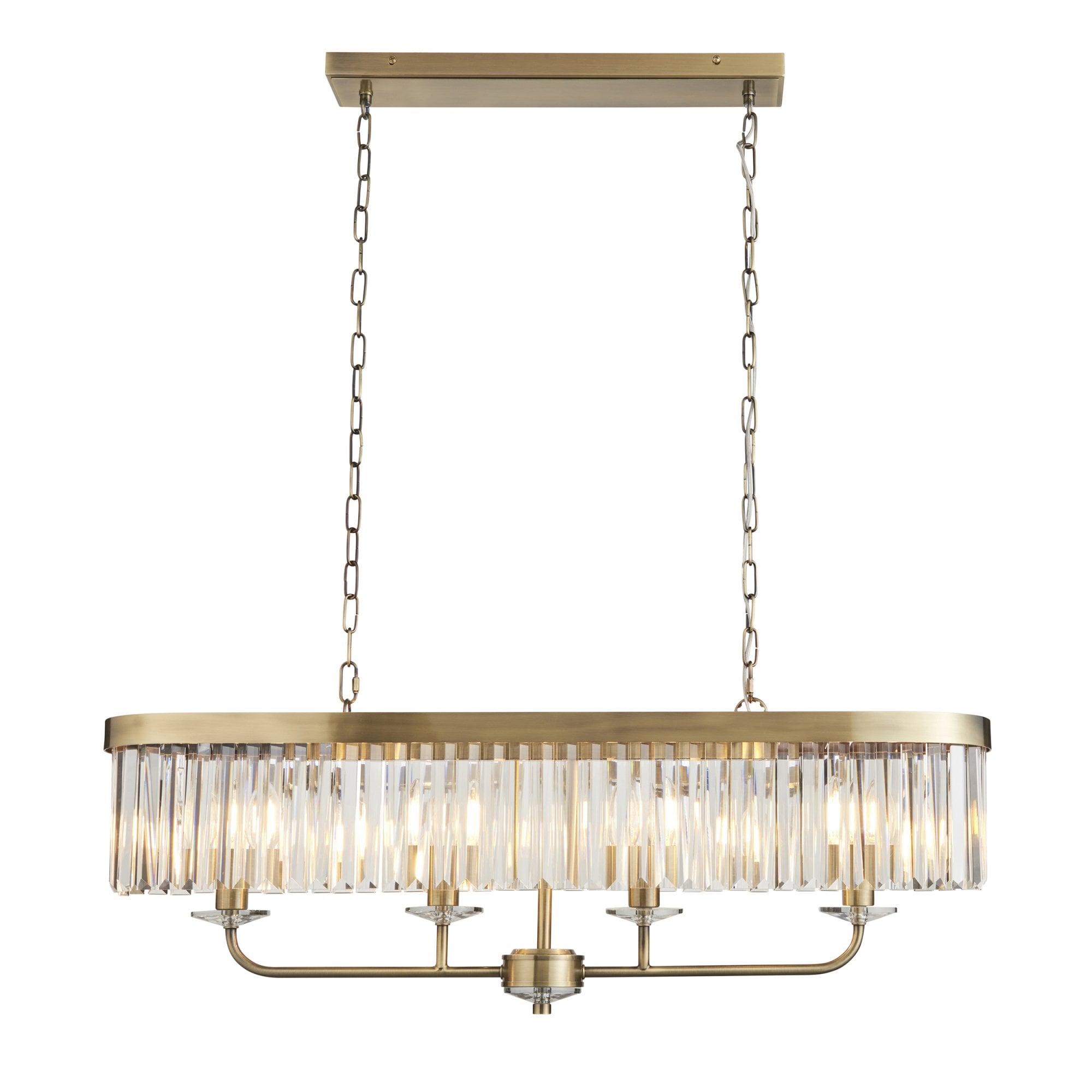 110539 4 Light Pendant Antique Brass Plate & Clear Cut Glass