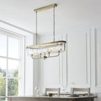 110539 4 Light Pendant Antique Brass Plate & Clear Cut Glass