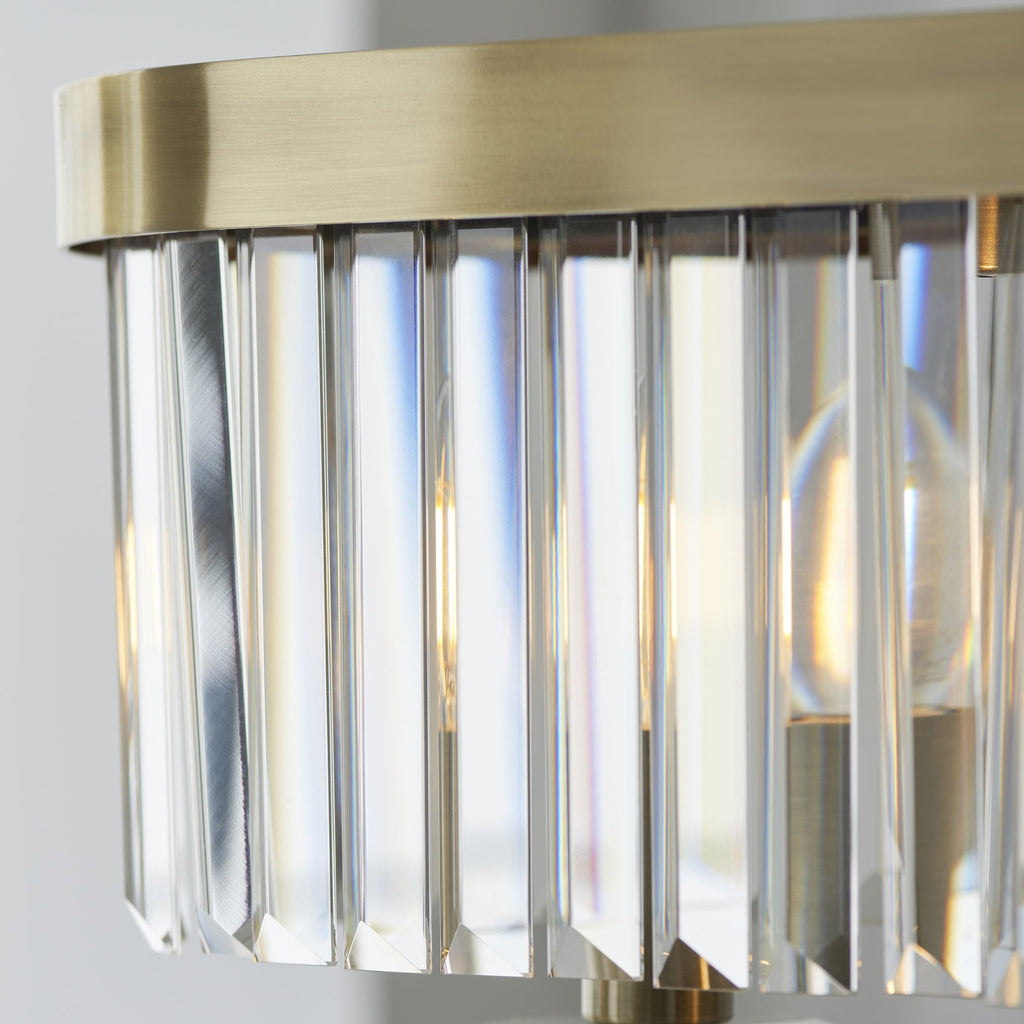 110539 4 Light Pendant Antique Brass Plate & Clear Cut Glass