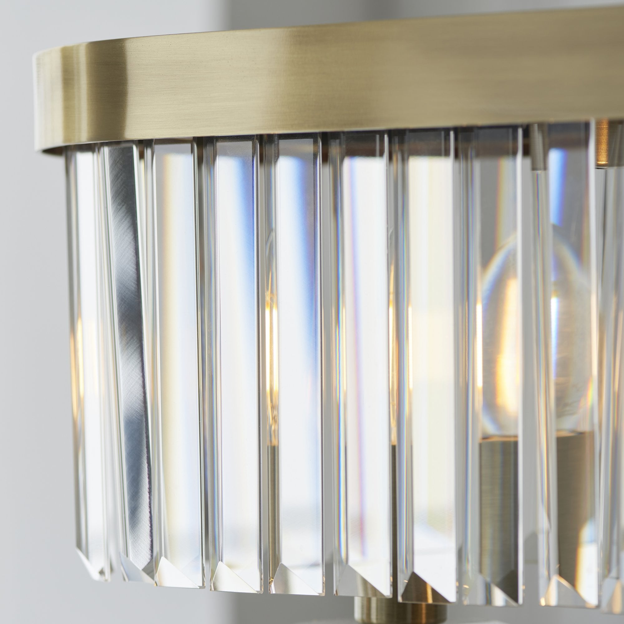 110539 4 Light Pendant Antique Brass Plate & Clear Cut Glass