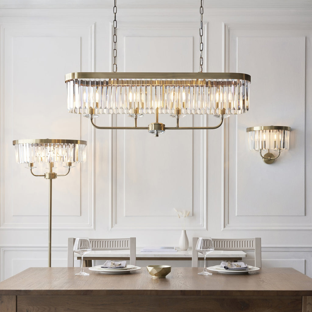 110539 4 Light Pendant Antique Brass Plate & Clear Cut Glass