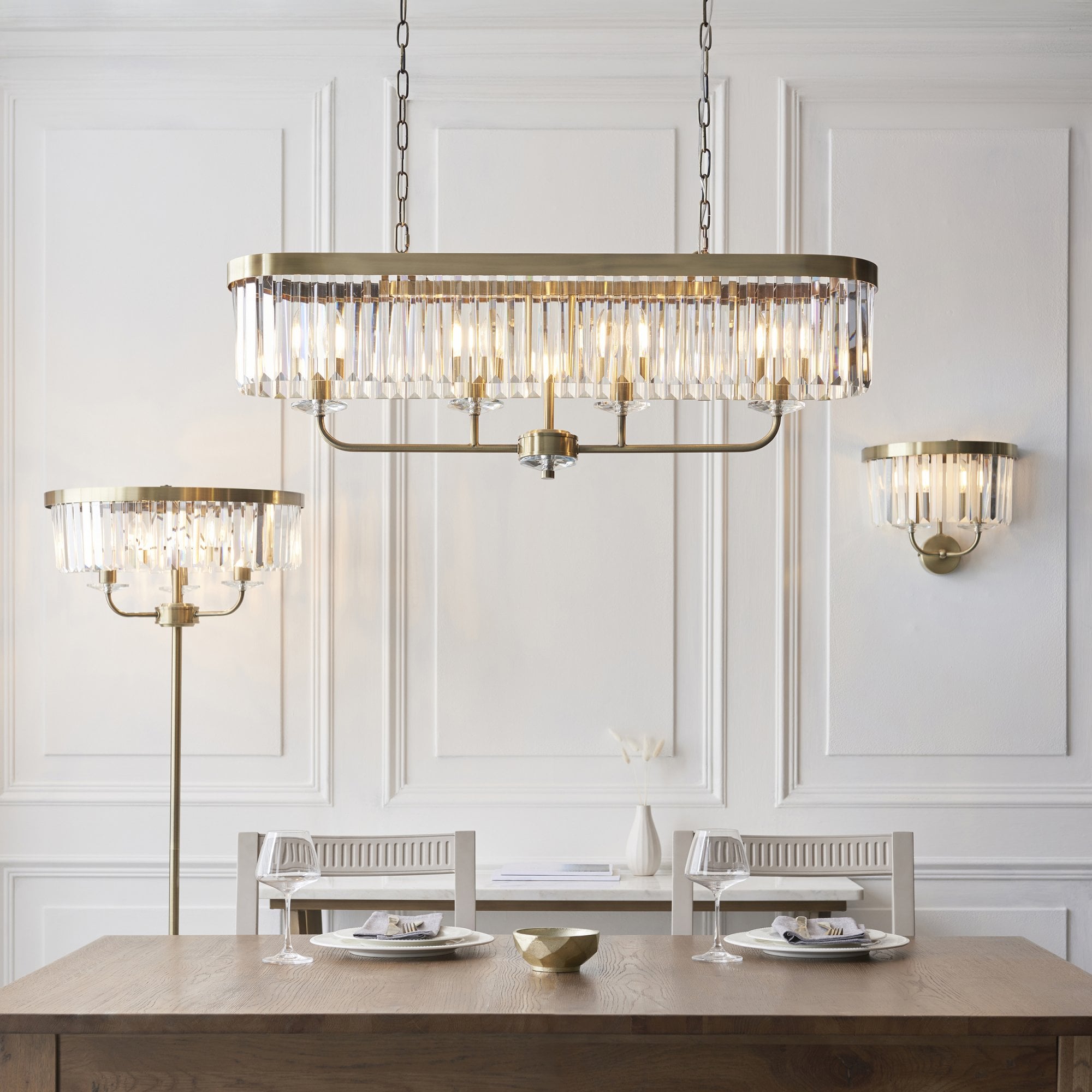 110539 4 Light Pendant Antique Brass Plate & Clear Cut Glass
