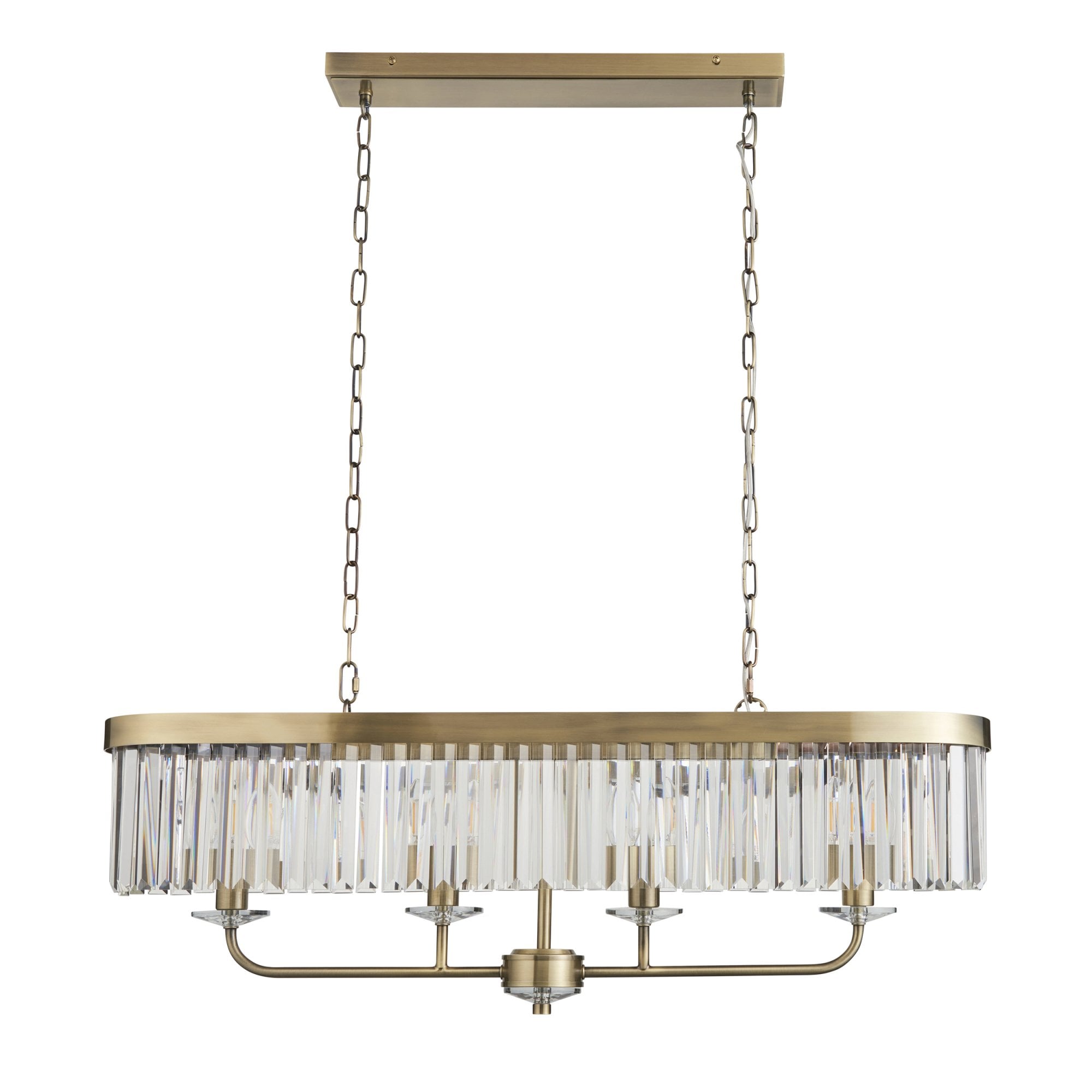 110539 4 Light Pendant Antique Brass Plate & Clear Cut Glass