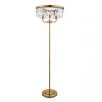 110644 3 Light Floor Lamp Antique Brass Plate & Clear Cut Glass