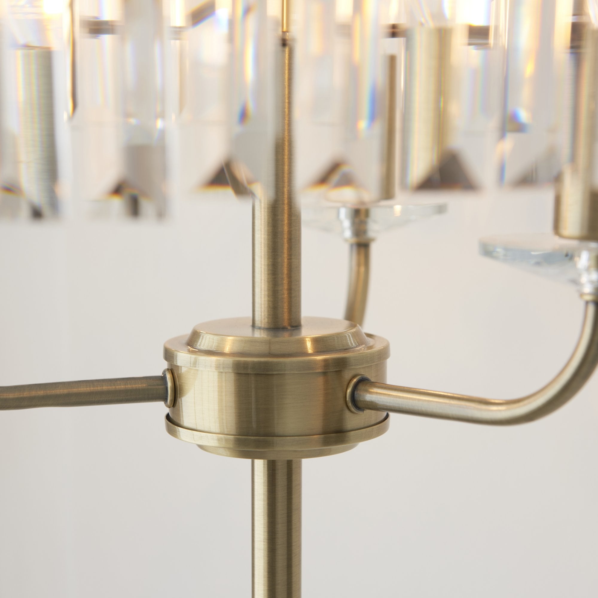 110644 3 Light Floor Lamp Antique Brass Plate & Clear Cut Glass
