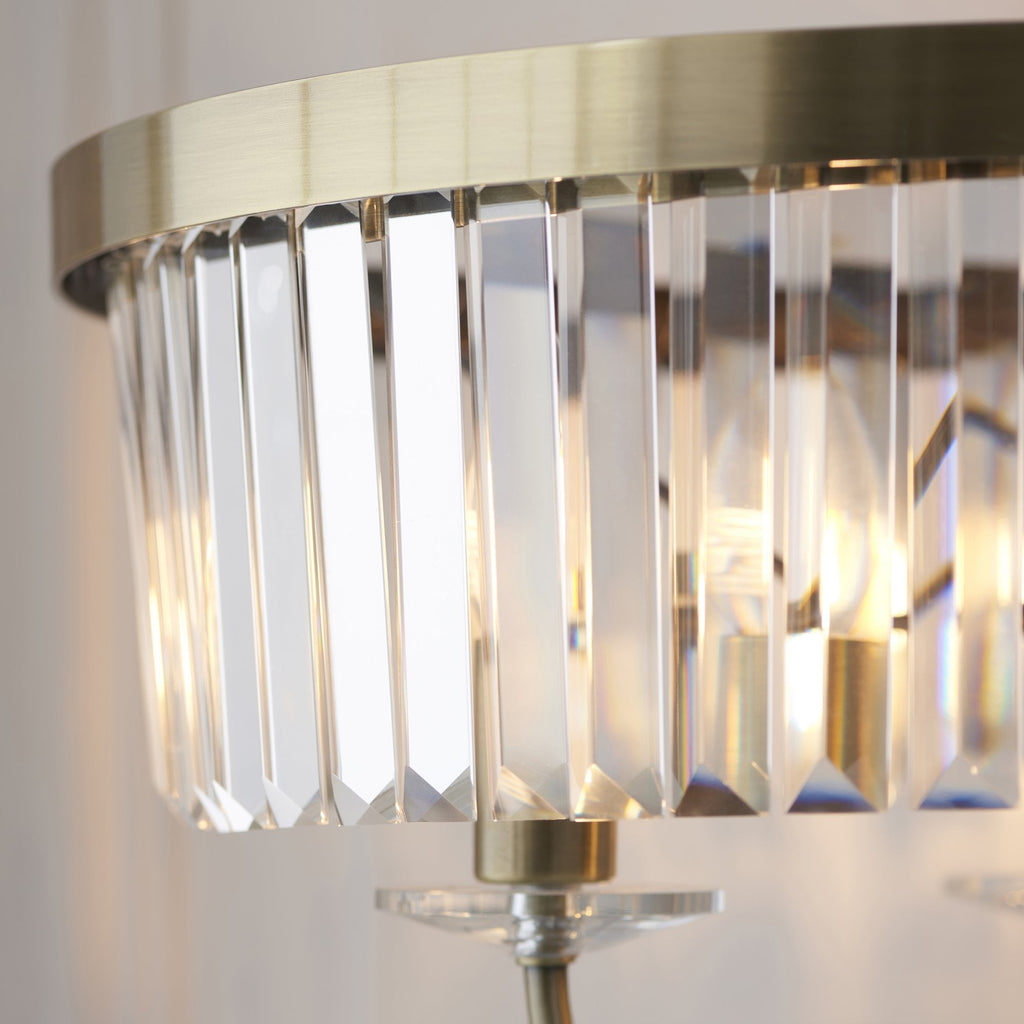 110644 3 Light Floor Lamp Antique Brass Plate & Clear Cut Glass