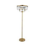 110644 3 Light Floor Lamp Antique Brass Plate & Clear Cut Glass