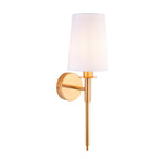 110738 1 Light Wall Light With Shade Vintage Brass & Vintage White Fabr