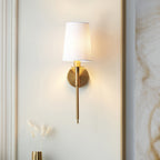 110738 1 Light Wall Light With Shade Vintage Brass & Vintage White Fabr