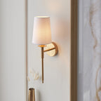 110738 1 Light Wall Light With Shade Vintage Brass & Vintage White Fabr