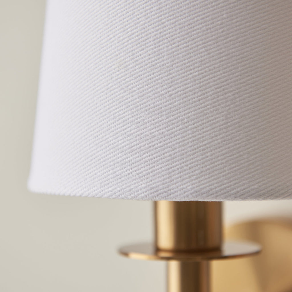110738 1 Light Wall Light With Shade Vintage Brass & Vintage White Fabr