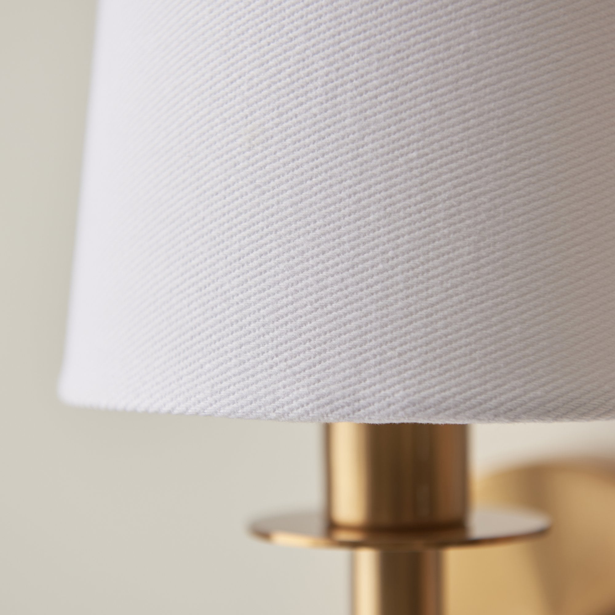 110738 1 Light Wall Light With Shade Vintage Brass & Vintage White Fabr