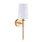 110738 1 Light Wall Light With Shade Vintage Brass & Vintage White Fabr