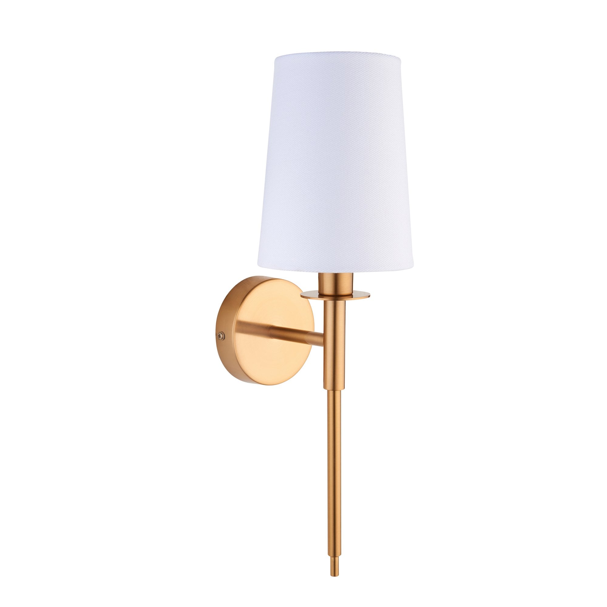 110738 1 Light Wall Light With Shade Vintage Brass & Vintage White Fabr