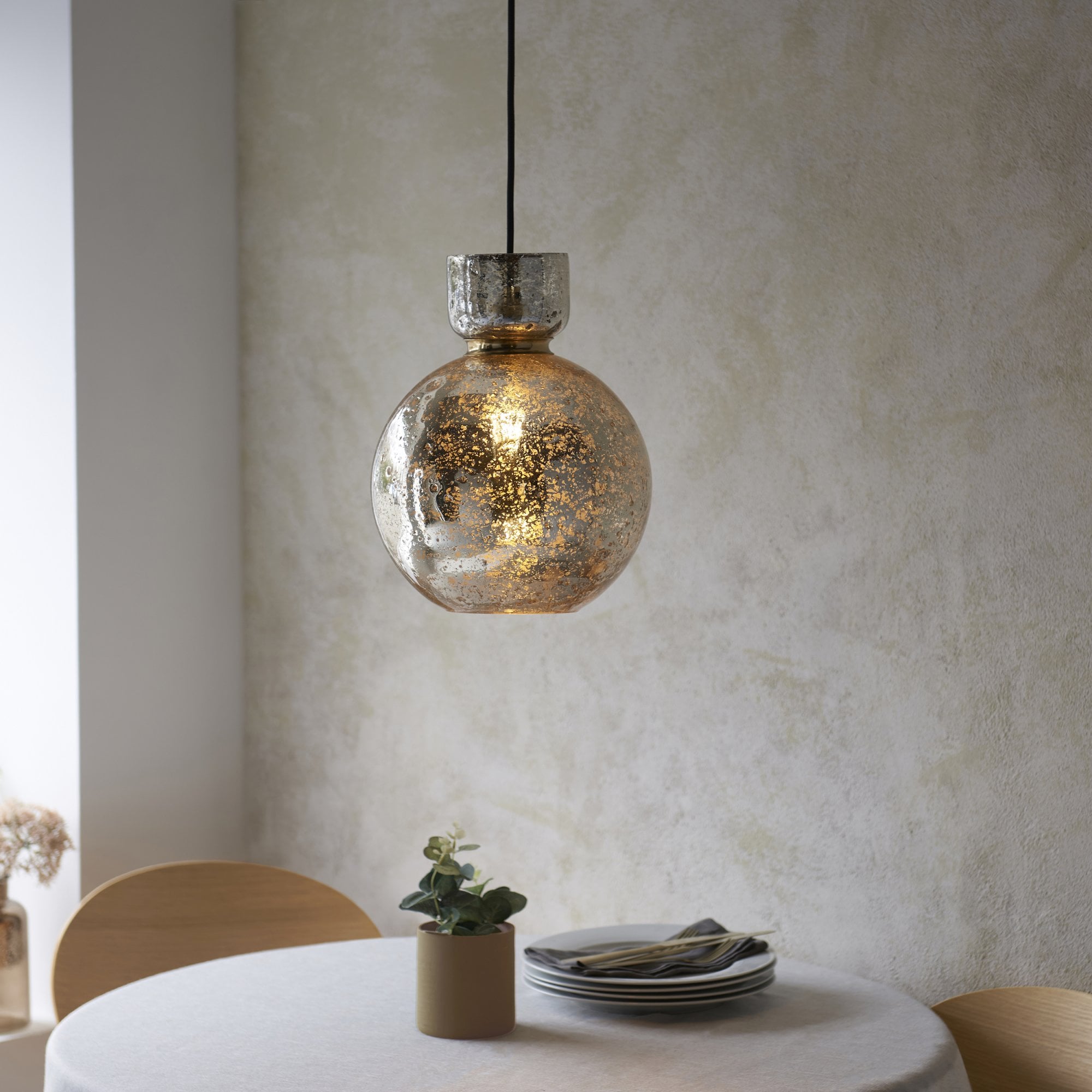111336 1 Light Pendant Brass Plate & Mercury Glass