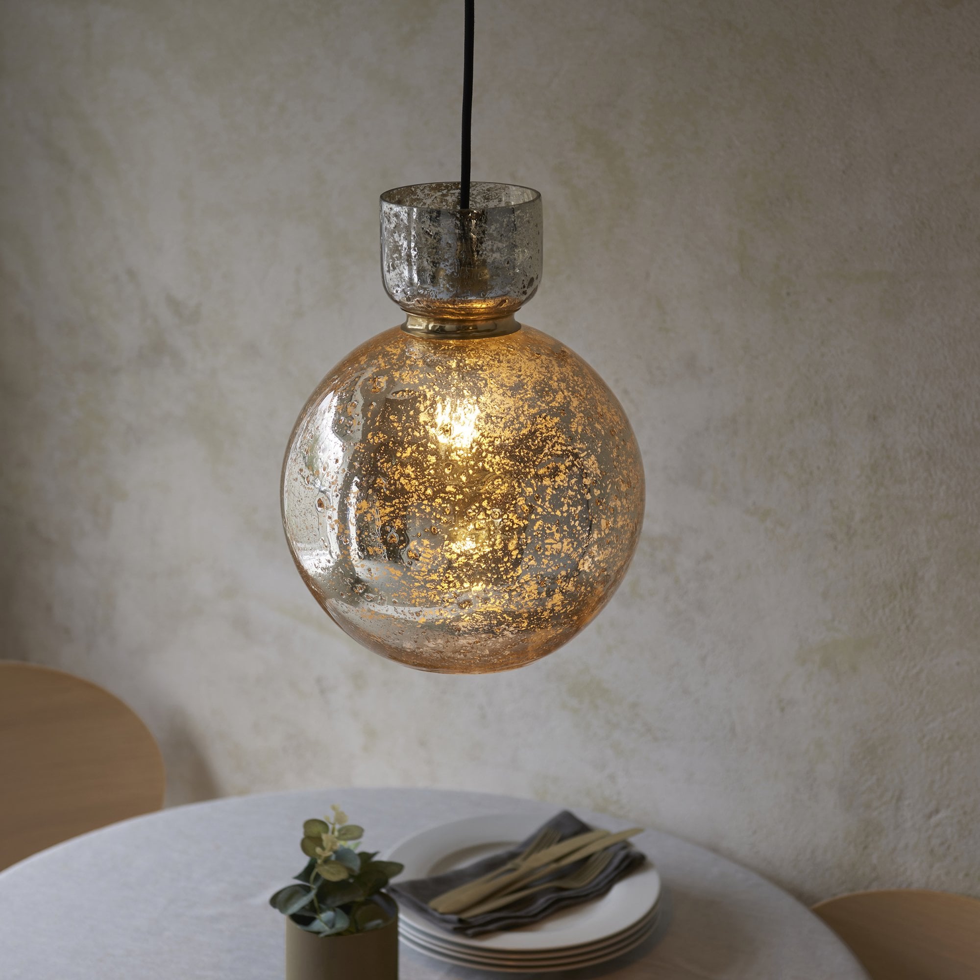 111336 1 Light Pendant Brass Plate & Mercury Glass