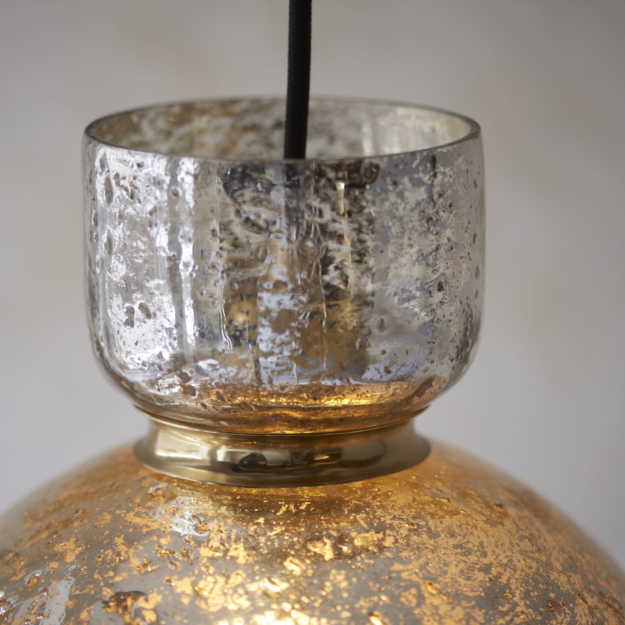 111336 1 Light Pendant Brass Plate & Mercury Glass