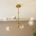 114039 6 Light Pendant Brushed Aged Brass Plate & Clear Glass