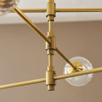 114039 6 Light Pendant Brushed Aged Brass Plate & Clear Glass