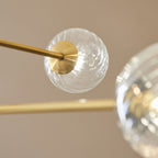 114039 6 Light Pendant Brushed Aged Brass Plate & Clear Glass