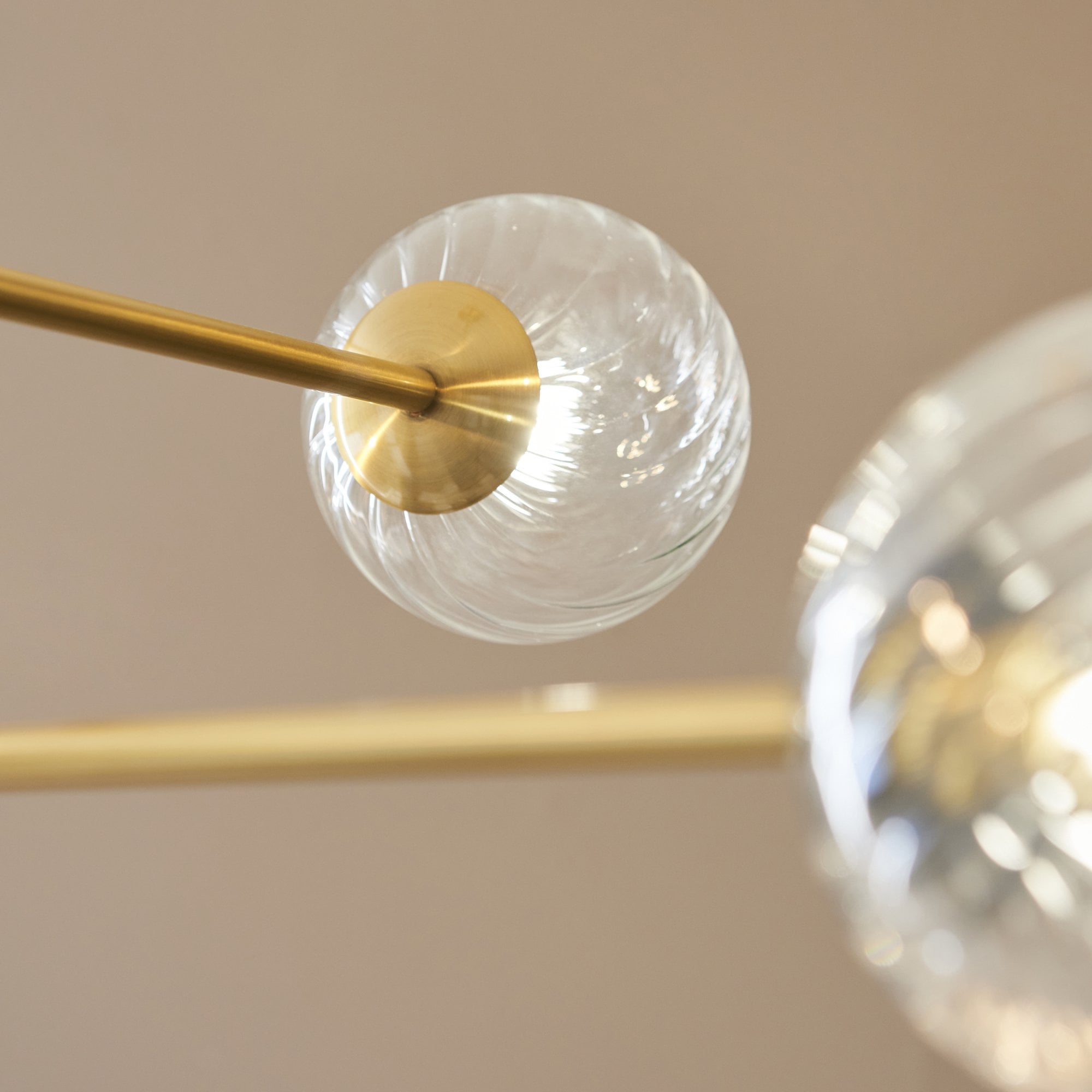 114039 6 Light Pendant Brushed Aged Brass Plate & Clear Glass