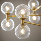 114041 12 Light Pendant Brushed Aged Brass Plate & Clear Glass