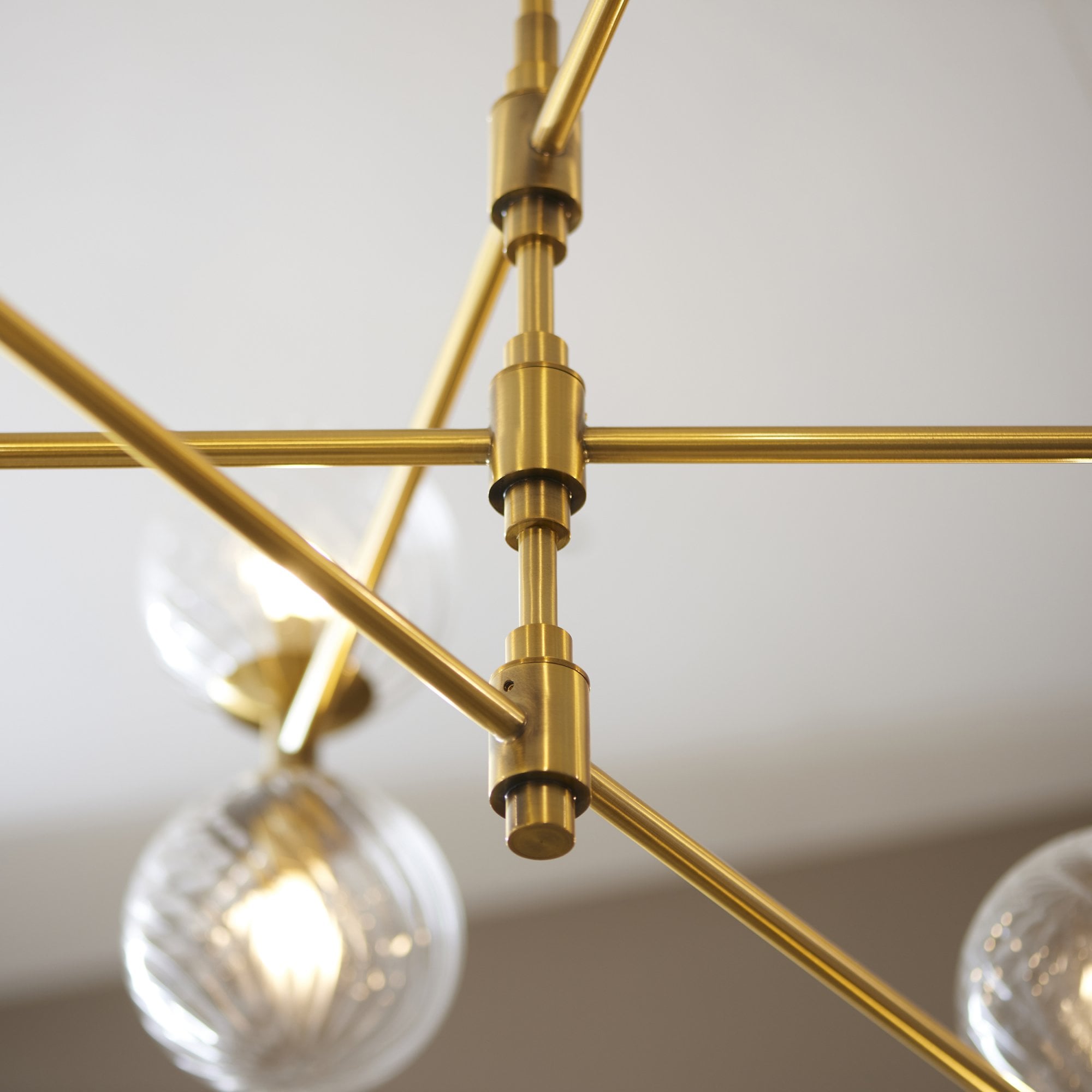 114041 12 Light Pendant Brushed Aged Brass Plate & Clear Glass