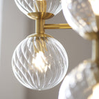 114041 12 Light Pendant Brushed Aged Brass Plate & Clear Glass