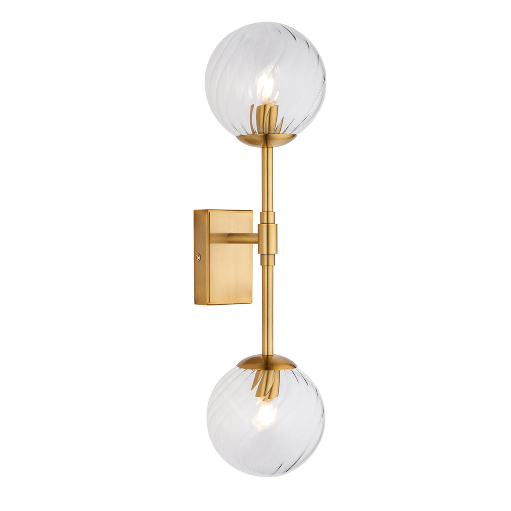114042 2 Light Wall Light Brushed Aged Brass Plate & Clear Glass