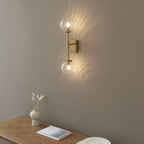 114042 2 Light Wall Light Brushed Aged Brass Plate & Clear Glass