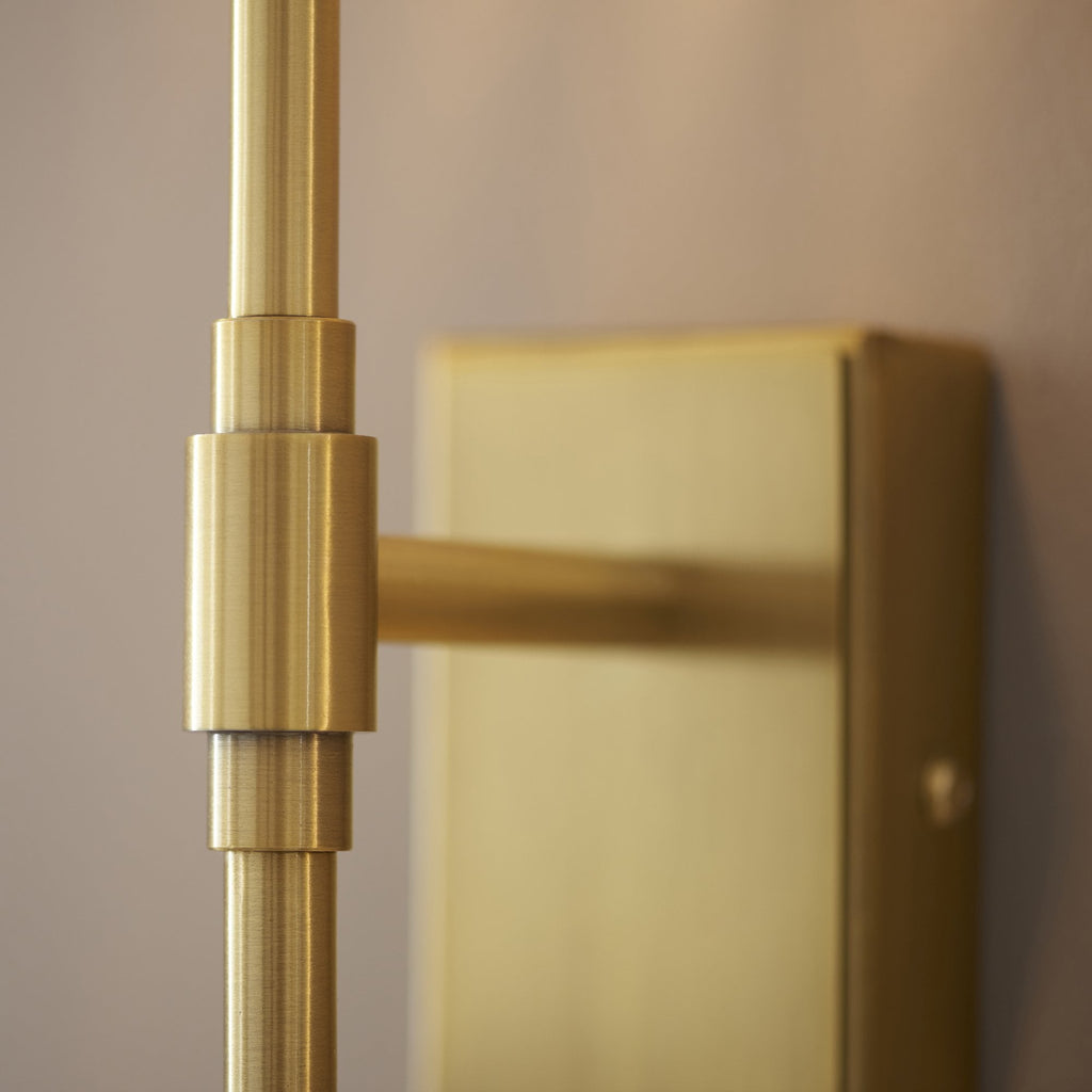 114042 2 Light Wall Light Brushed Aged Brass Plate & Clear Glass