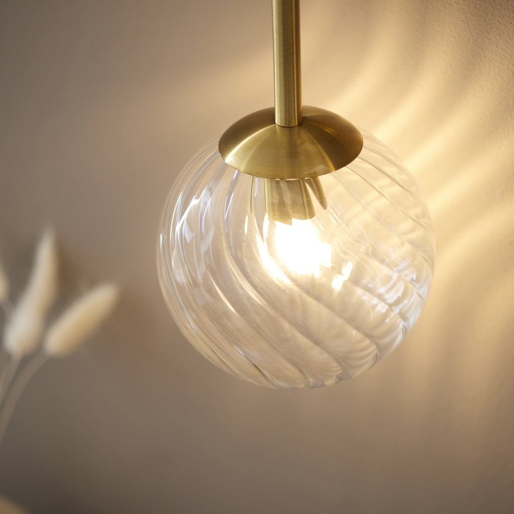 114042 2 Light Wall Light Brushed Aged Brass Plate & Clear Glass